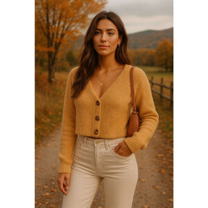 Ginger G Buttery Soft Cardigan Cropped Fuzzy Sherpa Cozy Autumn Winter Pumpkin S